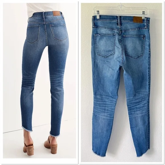 Madewell 10" High-Rise Skinny Distressed Tulip Hem Blue Jeans Size 28 - Picture 2 of 13